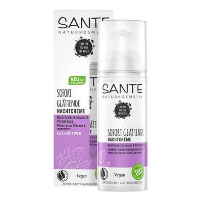 Sante Sofort Glättende Nachtcreme natürliche Hyaluronsäure & Parakresse