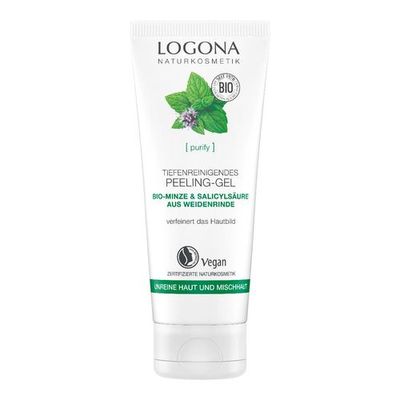 Logona PURIFY Tiefenreinigendes Peeling Gel Bio-Minze & Salicylsäure aus der Weidenrinde