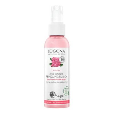 Logona MOISTURE reichhaltige Reinigungsmilch Bio-Damaszener Rose